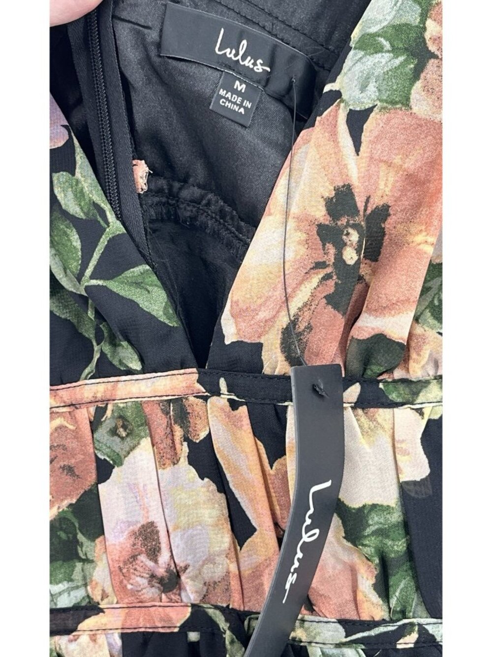 LULUS Women's Black Floral Gorgeous Moments Maxi Dress NWT Medium - Picture 6 of 9